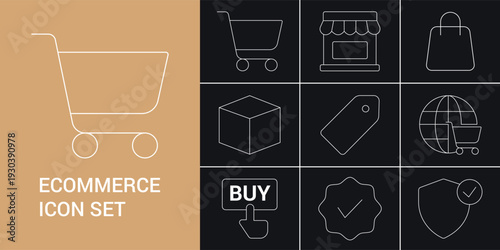 Ecommerce Line Icons Shopping Outline Vector Pack Ai Generated
