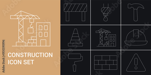 Construction Line Icons Minimal Outline Vector Set Ai Generated