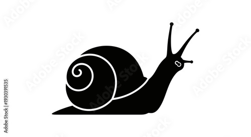 Black Snail Shell Animal Silhouette Icon.