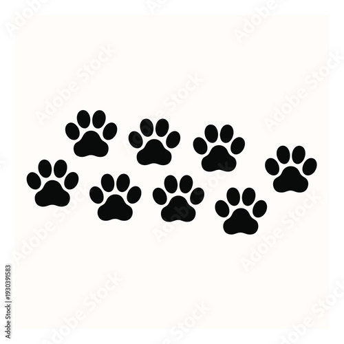 A Collection of Black Paw Prints on a White Background