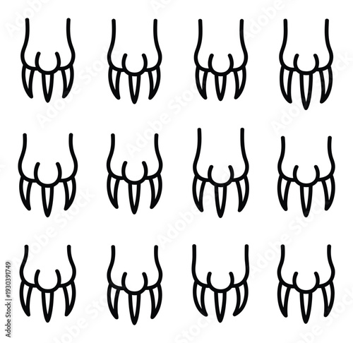 A Pattern of Stylized Animal Paws with Sharp Claws