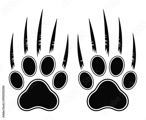 Black Paw Prints with Claw Marks on White Background