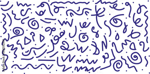 Abstract blue scribbles on white background