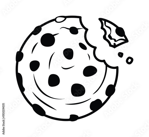 Cookie with Chocolate Chips Vector Illustration