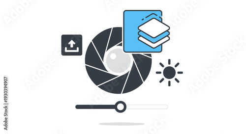 Camera Aperture Shutter Speed Icon Illustration.