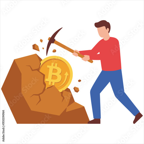 Bitcoin Mining for Financial Freedom – Future of Cryptocurrency Market Growth Flat Vector Illustration