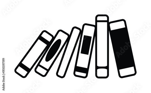 Stack of Books Simple Black and White Vector Illustration