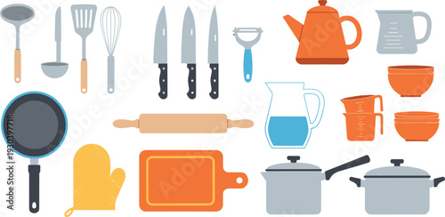 Kitchen Utensils and Cookware Illustration Set