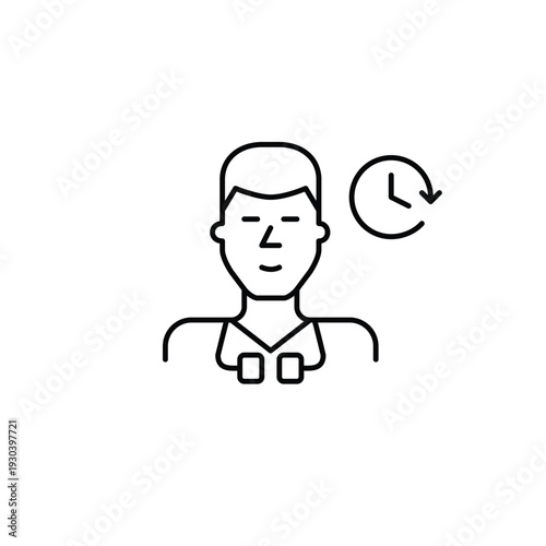Doctor with stethoscope and clock. Scheduled medical appointments, check-ups, or time-sensitive healthcare. Pixel perfect, editable stroke vector icon