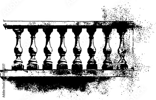 Abstract stencil design of apartment balcony railing for urban decor
