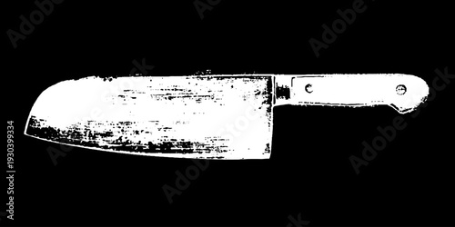 High contrast knife stencil with cutting board texture for kitchen design