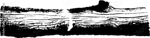 Abstract stencil of cutting board groove in high contrast for design and decoration