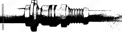 High contrast dairy hose coupling in stencil style for technical design and engineering use