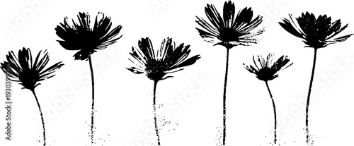 Abstract high contrast daisy ray florets stencil style design