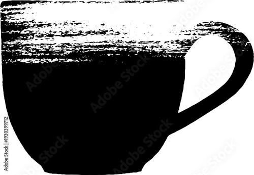 Abstract grunge enamel mug with chip design in high contrast stencil style