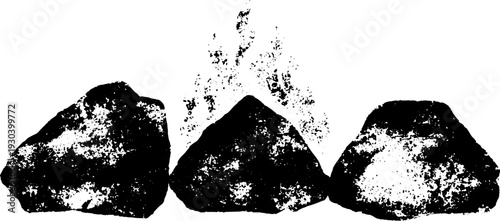Abstract high contrast stencil of ember coal facets for design and art projects