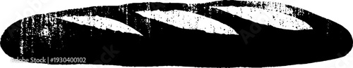 French baguette silhouette in high contrast stencil style for retro design