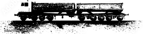High contrast freight wagon silhouette in stencil style for transportation design