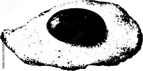 Abstract high contrast stencil of fried egg sunny side up for kitchen art decor