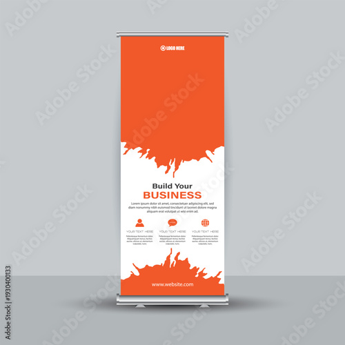 Build Your Business Roll-up Banner with Orange Splash