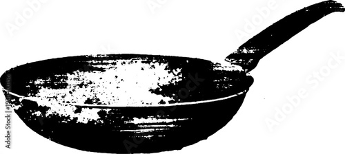 Vintage stencil style frying pan silhouette design for kitchen art
