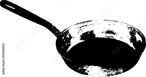 Abstract frying pan silhouette in high-contrast stencil style for kitchen art
