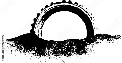 High contrast abstract fuel canister rim in stencil style for industrial design