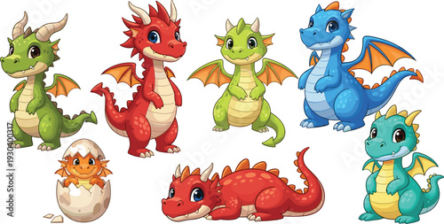 Medieval Fantasy Characters and Village Scene Illustration Set