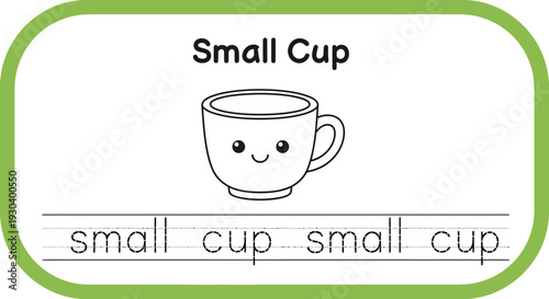Cute Small Cup Tracing Worksheet for Kids Learning English Alphabet