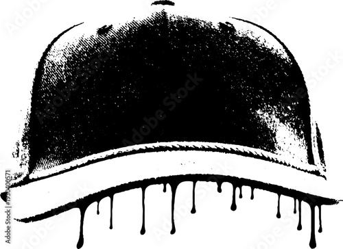 Dripping hat brim silhouette in abstract stencil style for creative design