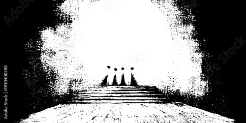 High contrast abstract stencil style headlamp beam for modern graphic design