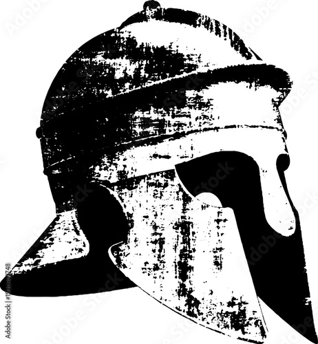 Ancient warrior helmet vent pattern in high contrast stencil style
