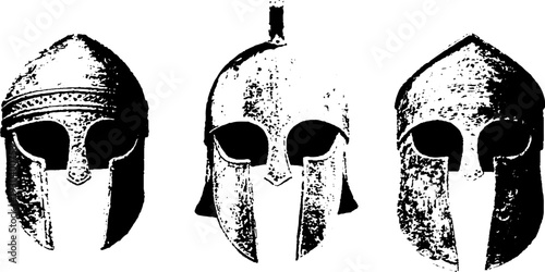 Ancient warrior helmet stencil pattern design for historical art projects
