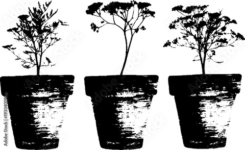 High contrast houseplant pot silhouette stencil design for creative projects