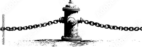 High contrast stencil style hydrant with chains abstract design for art projects