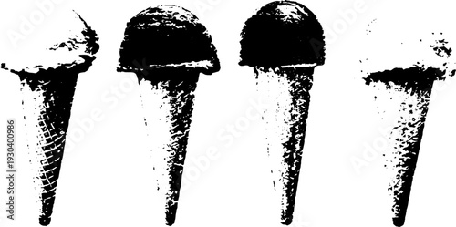Abstract ice cream cone stack in stencil style design for retro decor
