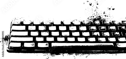 Abstract high contrast stencil style keyboard design with water beads element