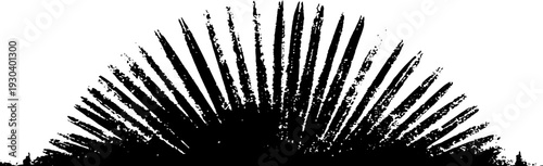 High contrast leek leaf fan in abstract grunge stencil style