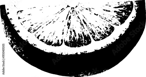 High contrast grunge lemon slice stencil art for print or card design