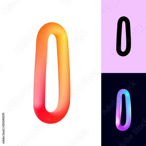 3D flexible or neon letter O, tubular alphabet, bright plastic bubble letter o, vector illustration 10EPS