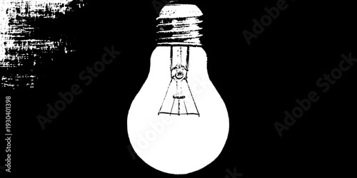 Abstract high contrast stencil of light bulb filament design for art and decor