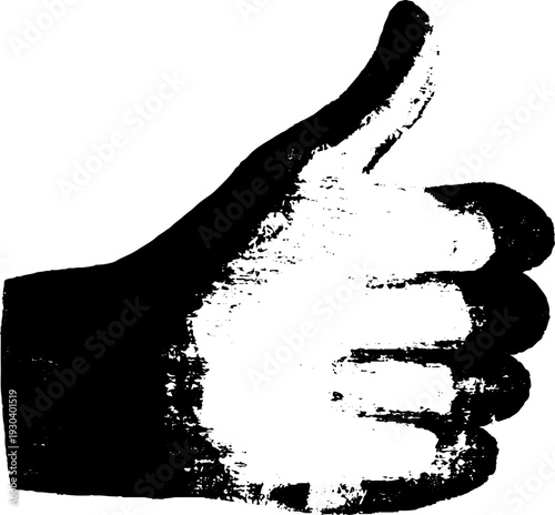 Thumbs up icon in high contrast stencil style for vintage designs