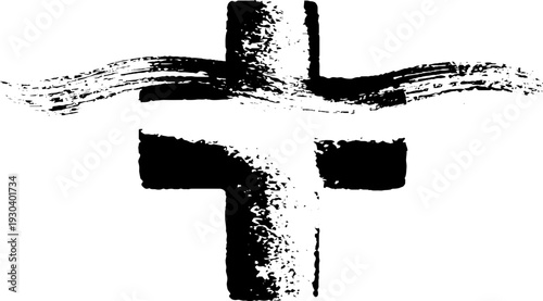 Abstract medical cross emblem in stencil style for healthcare design