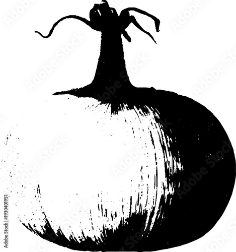 Rustic tomato silhouette in mozzarella pull stencil style for gourmet design