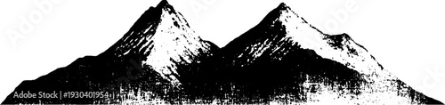 High contrast mountain range silhouette stencil in vintage style for posters and art