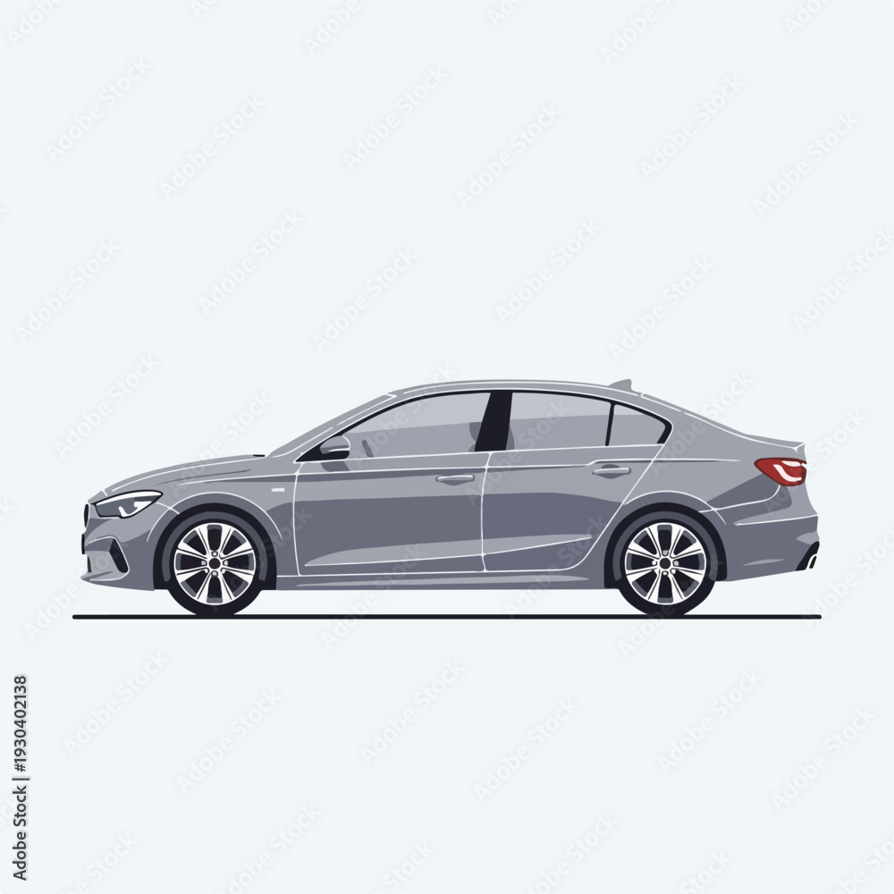 Fototapeta premium Modern grey sedan car design, pixel art style, isolated on white background