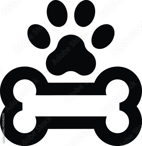 Paw print and bone vector illustration