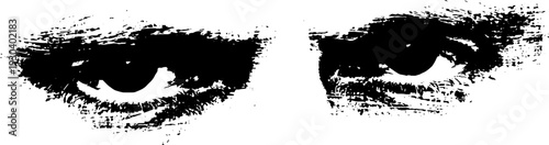 Mystical night runner eyes stencil in high contrast abstract art for unique design