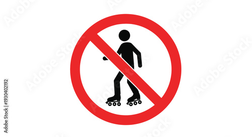 No Roller Skating Prohibition Sign Safety Warning Icon