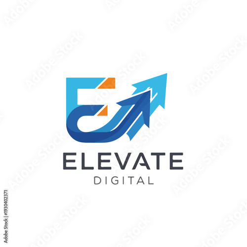 фотографія Modern logo Letter E incorporated with an upward arrow design